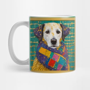 Gustav Klimt Style Dog with Colorful Scarf Mug